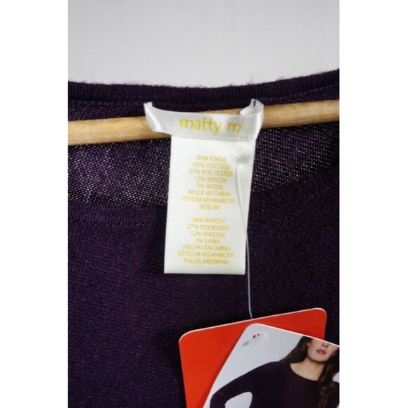 MATTY M Women's Sweater Plum Purple Soft Crew Neck Asymmetrical Medium - Picture 5 of 6